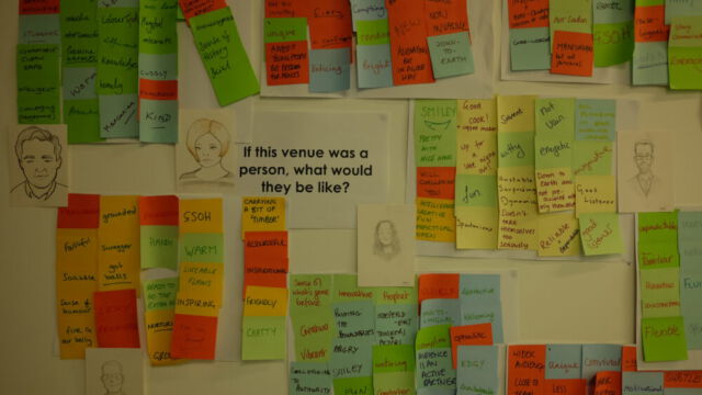 Arbeitswand im HOME (c)Frauke Frech Arbeitswand im HOME, einer zeitgenössischen Kunstgalerie in Manchester